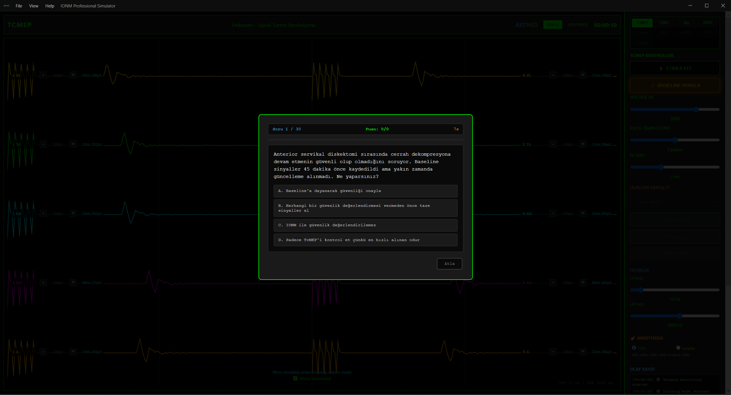 TcMEP Klinik Sınav — Soru Ekranı