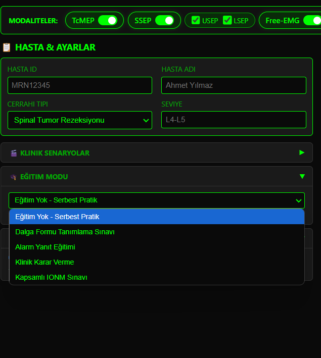 Eğitim Modları — 5 Farklı Eğitim Alanı